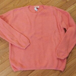 Talbots Bright Pink Textured Crew Neck 100% Cotton Sweater